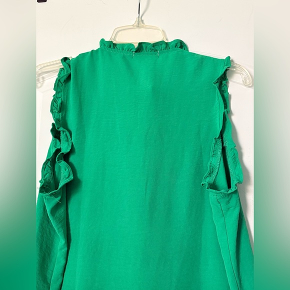 Emerald Green Ruffled Blouse - Picture 7 of 8